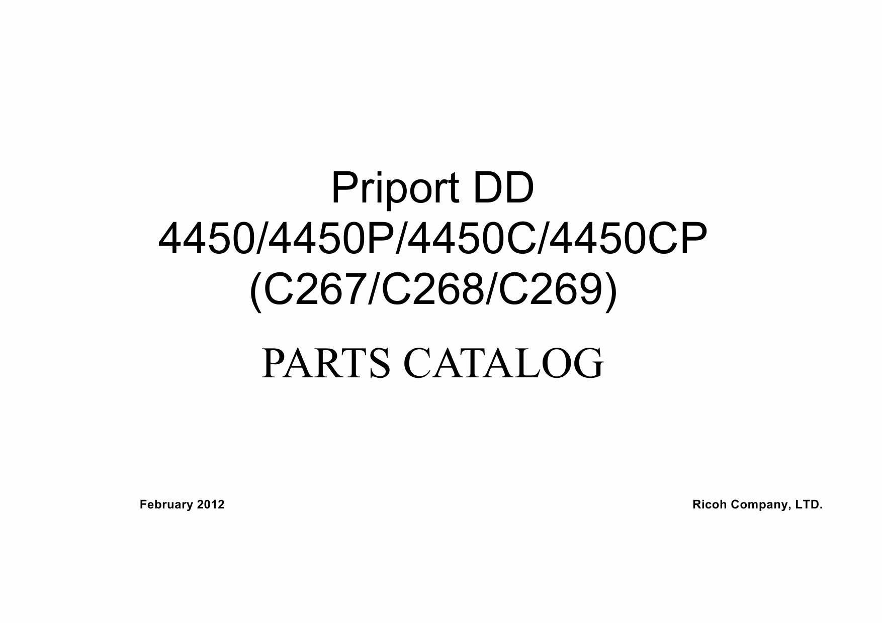 RICOH Aficio DD-4450 DD4450P DD4450CP C277 C278 C279 Parts Catalog-1